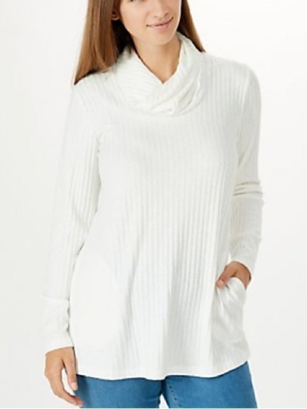 Susan Graver Weekend Petite Sweater Rib Knit Long Sleeve Tunic